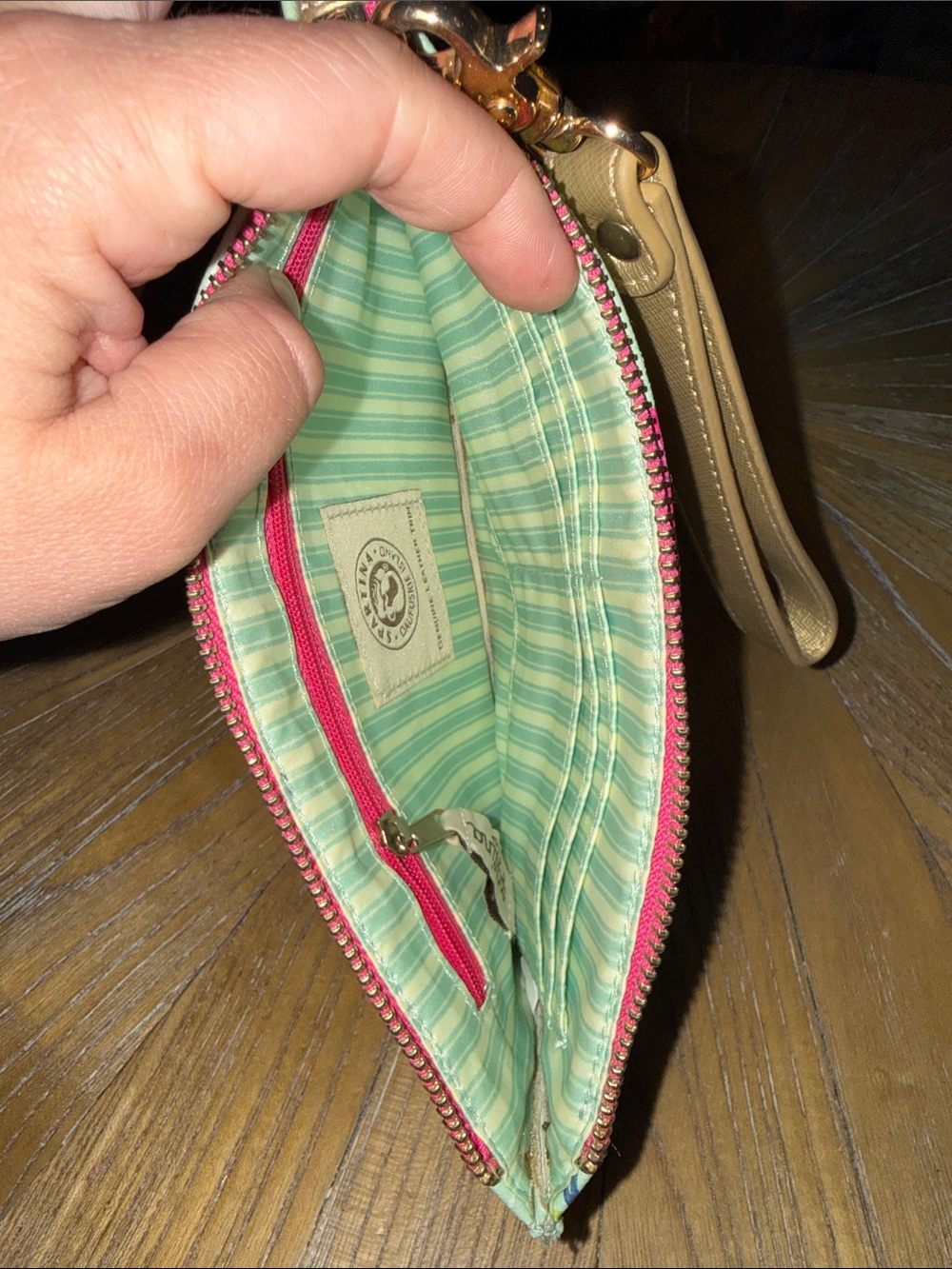Floral Spartina Pink and Teal Wristlet Clutch - Picture 5 of 6
